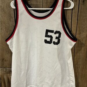 White Mesh Basketball Jersey Tank Top